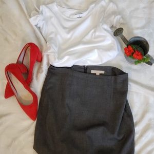 Ann Taylor, Straight Silky Skirt, Grey